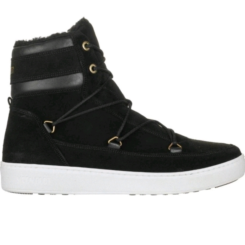 Moon Boot Mens Black Tecnica Mercury High Paris Suede Leather Faux Fur Boot 10